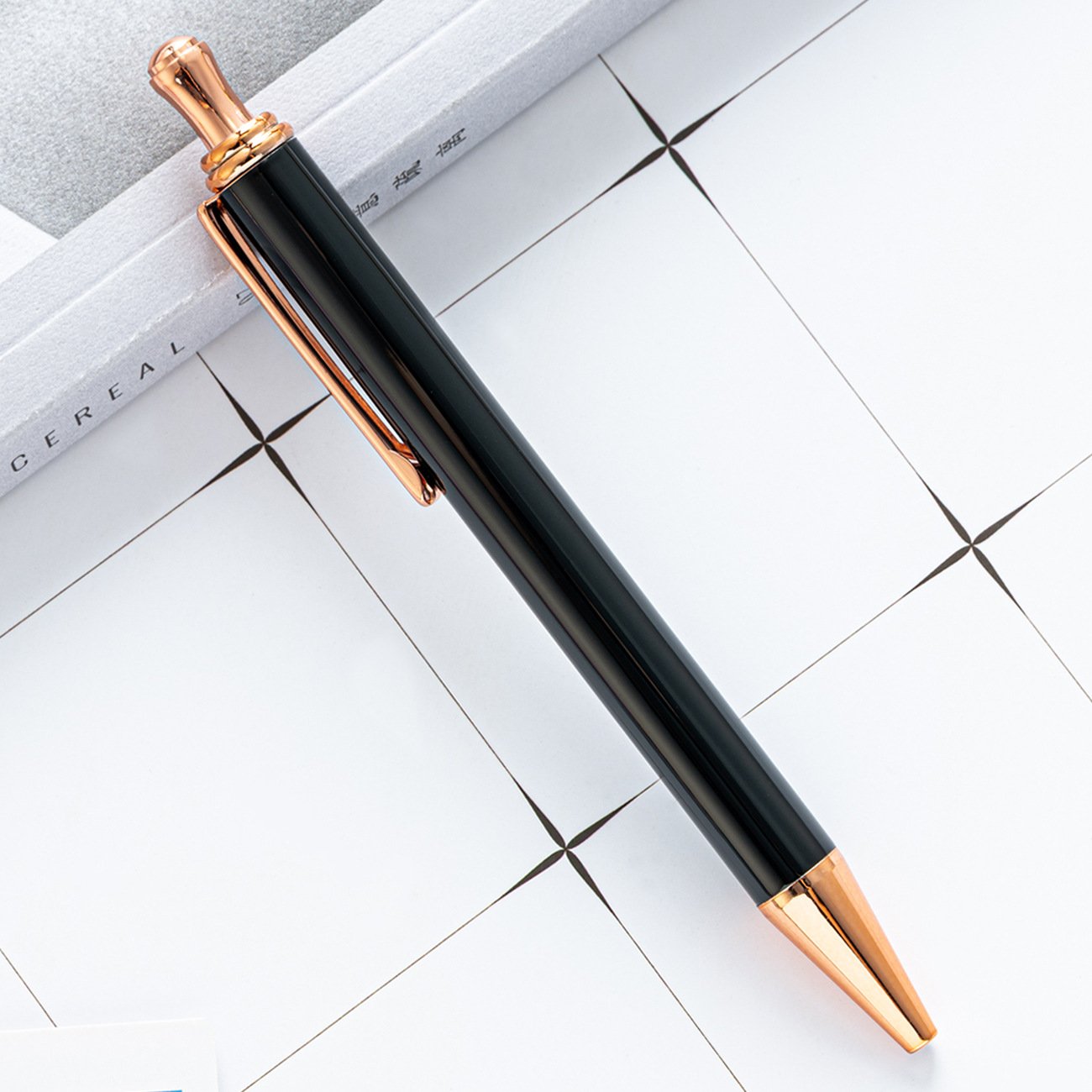 Click Ball Pens Metal Pen Clip Retractable Pen Glitter Ballpoint with Blue Ink Office Supplies Gift