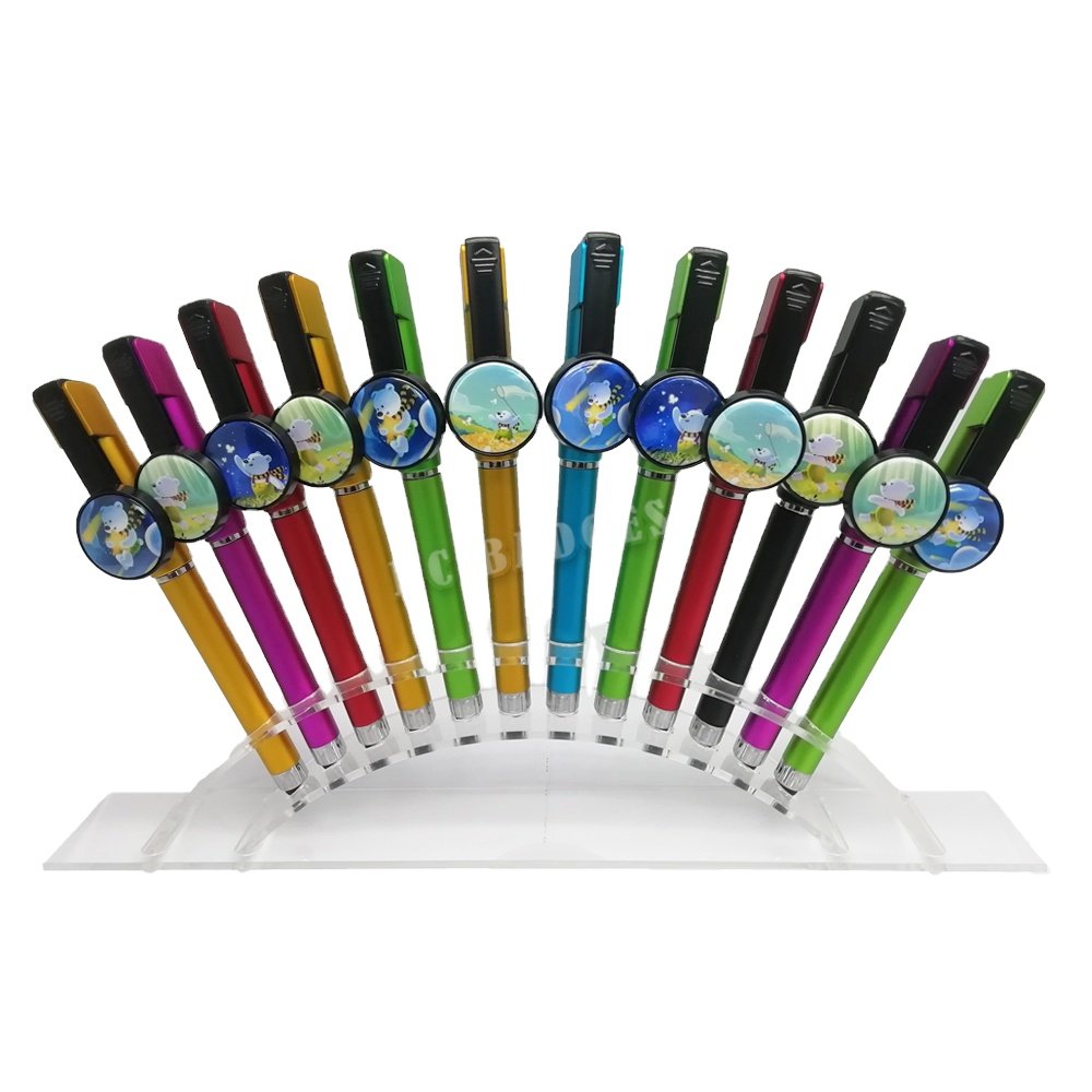 New promotional plastic push action ballpoint pen with DIY making 25mm size button