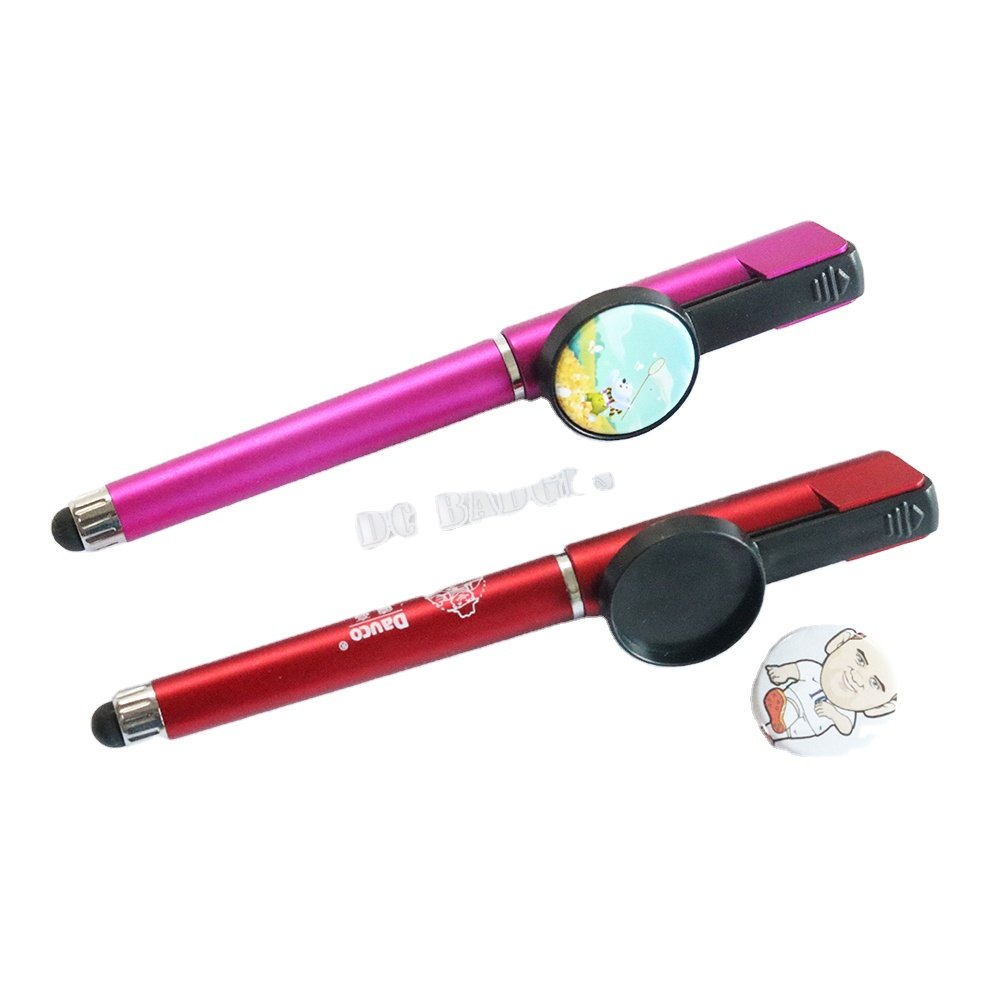 New promotional plastic push action ballpoint pen with DIY making 25mm size button