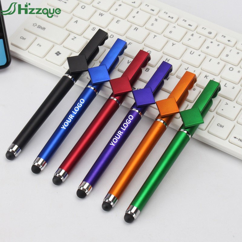 Promotional New Multi function Ball Stylus Soft Touch Screen Pen mobile holder 3 In 1 With Custom Logo ballpoint pen