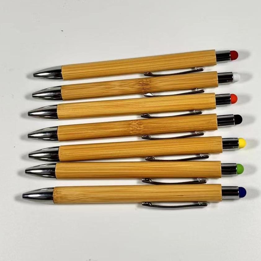 Eco-Friendly Customized logo Wooden Bamboo Ballpoint Personalized writing ink wood bamboo Cardboard Ballpoint Pen With Stylus