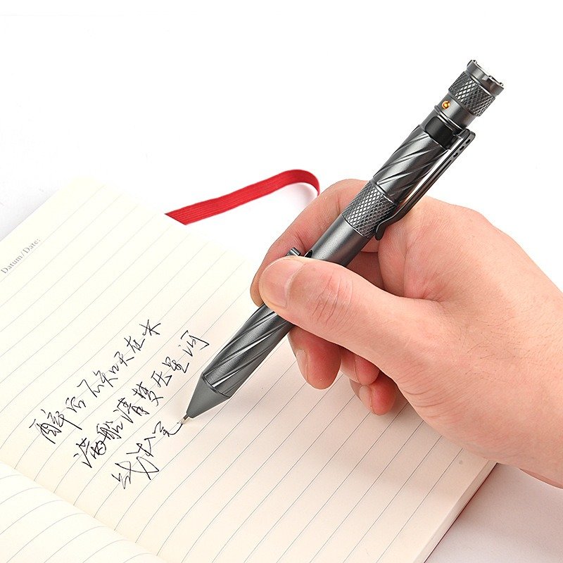 Writing stationery Multi-functional bolt action EDC tactical pen with light ballpoint pen with pocket knife 1009