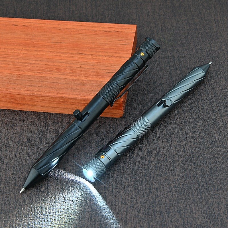 Writing stationery Multi-functional bolt action EDC tactical pen with light ballpoint pen with pocket knife 1009