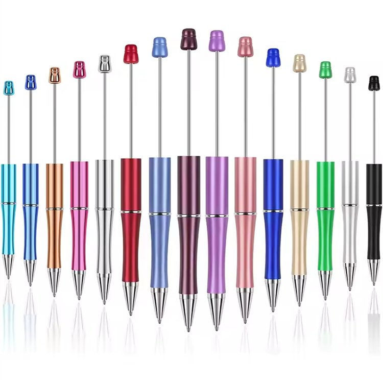 Hot sale Blank plastic Ballpoint Pens Colour jewelry Beads decorated Ball fancy bead diy pen