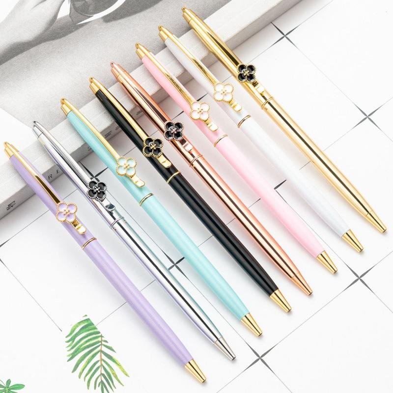Wholesale Kawaii with flower pendant 1.0mm custom personalized logo metal ballpoint pens