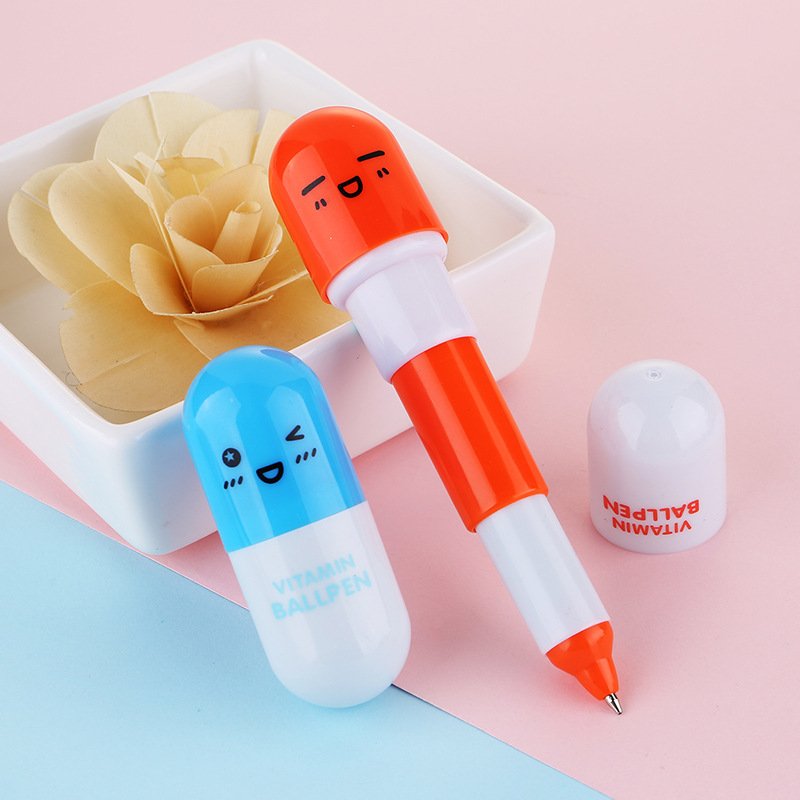 Plastic promotion cute Mini Novelty Pill Retractable Ballpoint Pen for School and Office