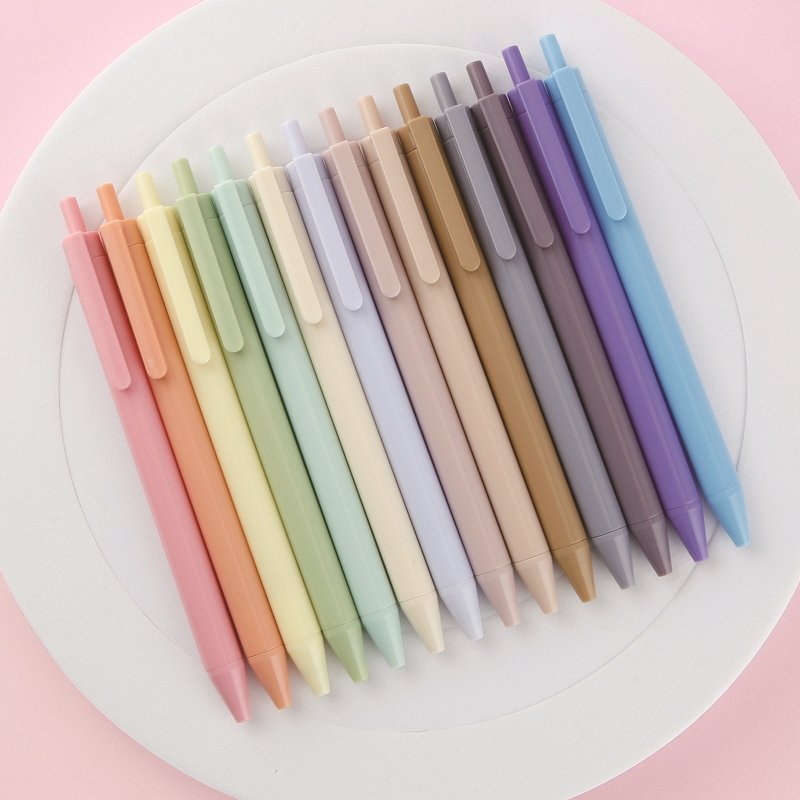 Custom Colorful Press Action Ballpoint Pen Bullet 1.0mm Nib Superior Writing Pen Macaron Color Ball Point Pen for Office School
