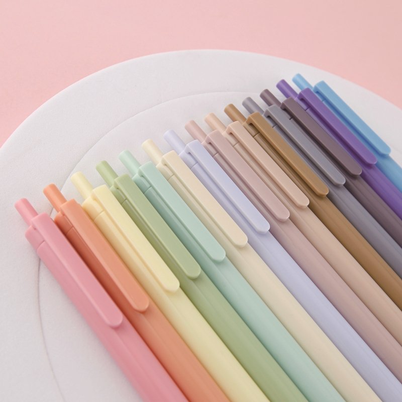 Custom Colorful Press Action Ballpoint Pen Bullet 1.0mm Nib Superior Writing Pen Macaron Color Ball Point Pen for Office School