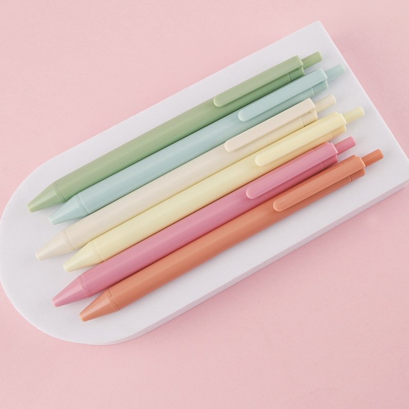 Custom Colorful Press Action Ballpoint Pen Bullet 1.0mm Nib Superior Writing Pen Macaron Color Ball Point Pen for Office School