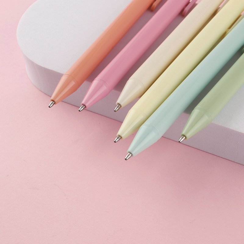 Custom Colorful Press Action Ballpoint Pen Bullet 1.0mm Nib Superior Writing Pen Macaron Color Ball Point Pen for Office School