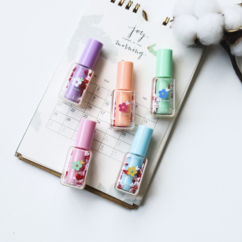 Korea Transparent Flower Lovely Sweet Gifts Kawaii Graffiti Marker Paint Stationery drawing Nail Polish Bottle Highlighter Pen