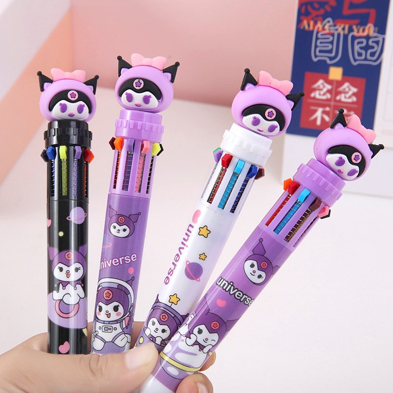 Ruunjoy student Stationery kawaii anime Kulomi 10 Color Ballpoint Pen Hand Account Multicolor Roller Ball Pen School Gift write