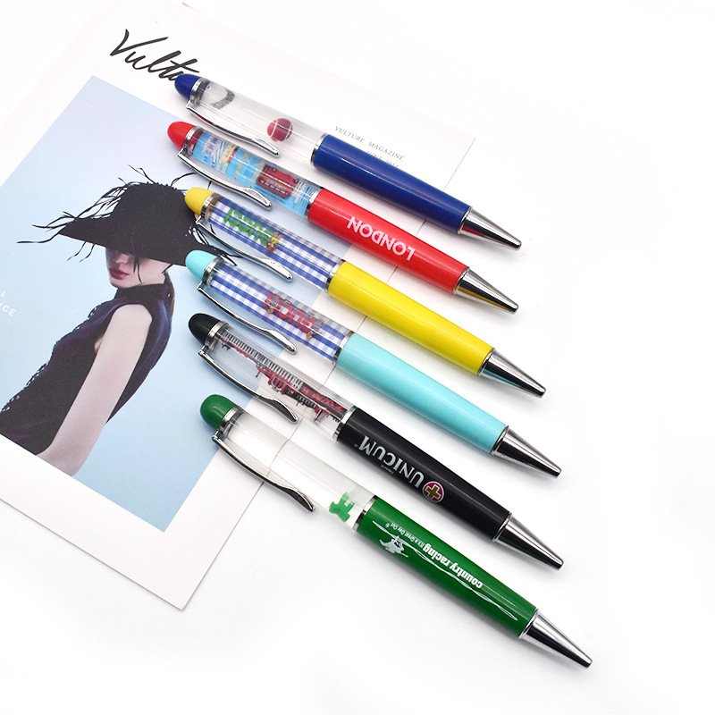 Customize Logo Plastic Float ballpoint Pen Liquid Pen Promotional ballpoint Pens