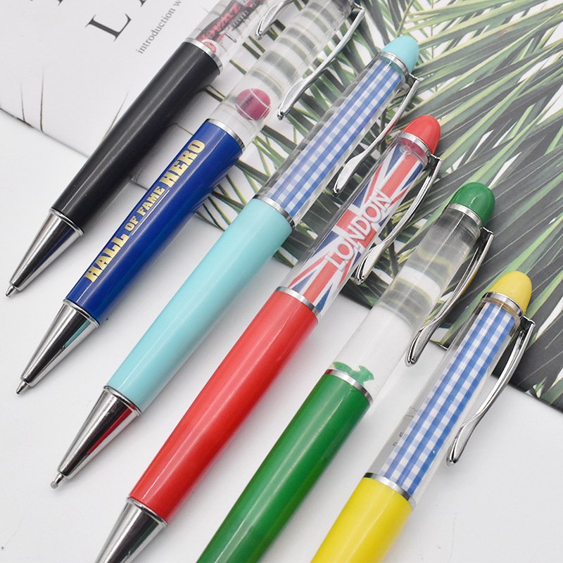 Customize Logo Plastic Float ballpoint Pen Liquid Pen Promotional ballpoint Pens