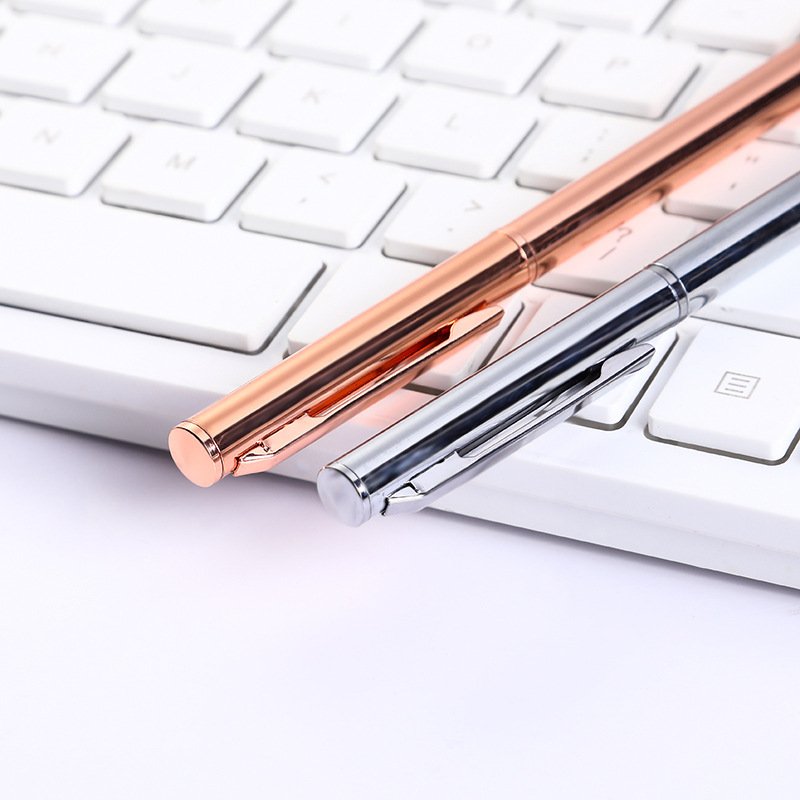 Luxury Rose Gold Silver Hotel Office Premium Twist Thin Metal Ballpoint Pen Blank With Custom Logo