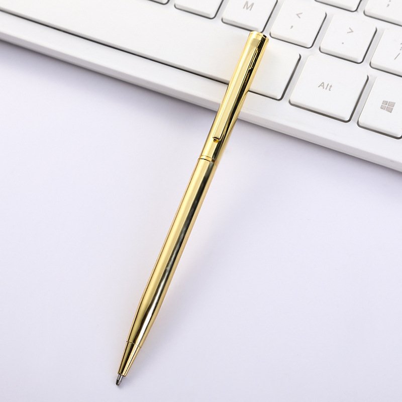 Luxury Rose Gold Silver Hotel Office Premium Twist Thin Metal Ballpoint Pen Blank With Custom Logo