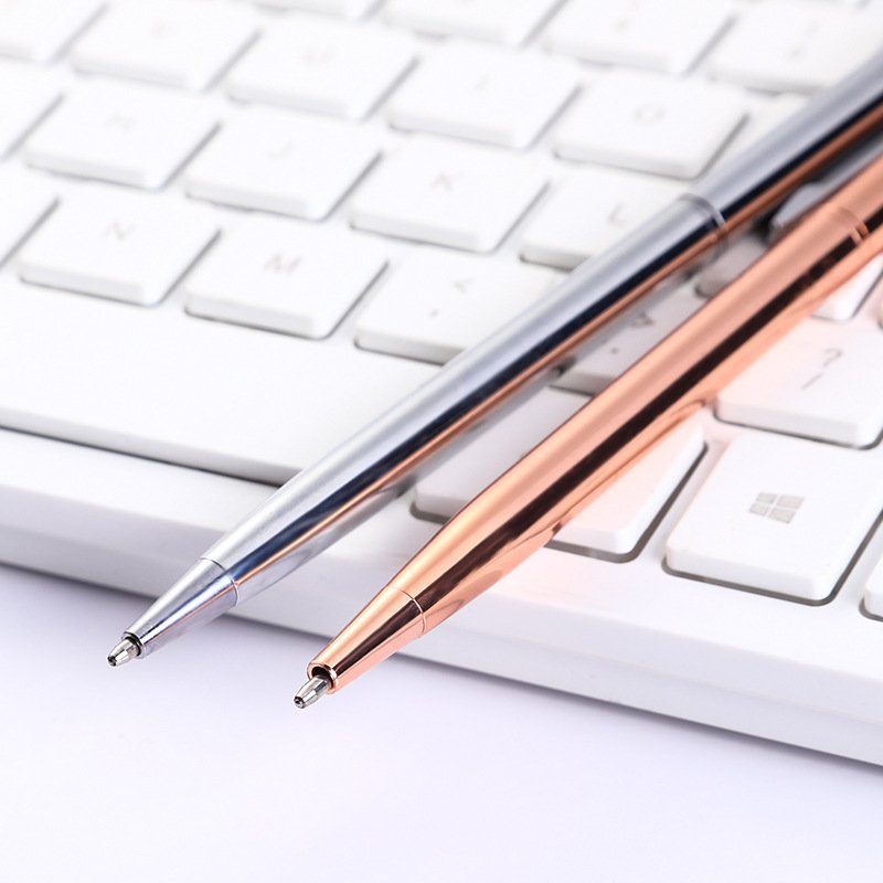 Luxury Rose Gold Silver Hotel Office Premium Twist Thin Metal Ballpoint Pen Blank With Custom Logo