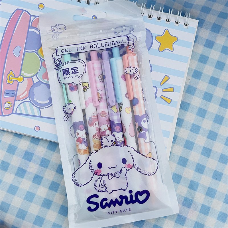 DHFNew sanrioed cute rotating 0.5mm black cartoon student children's ballpoint pen