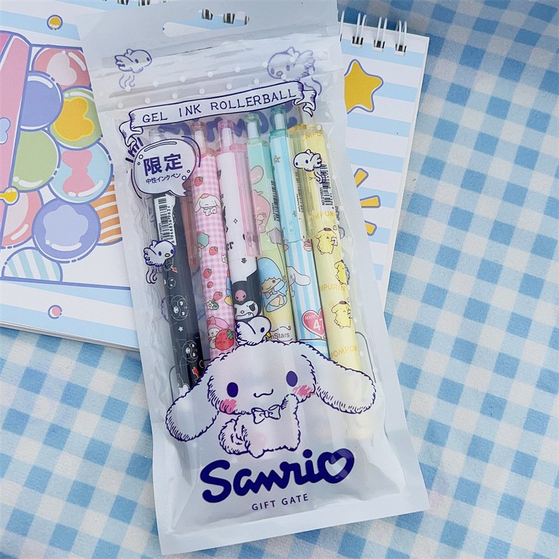 DHFNew sanrioed cute rotating 0.5mm black cartoon student children's ballpoint pen