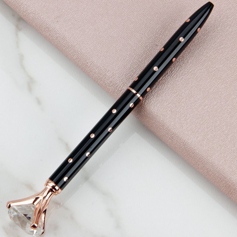 Customized Logo Crystal Crown Style Metal Ballpoint pen Ball Pen With Big Crystal Diamond Pen Luxury