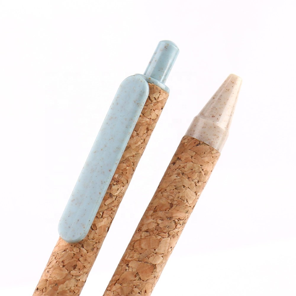 Factory Customized High Quality Recyclable Cork Grain Ballpoint Pen ECO Friendly School Office Promotion Pen
