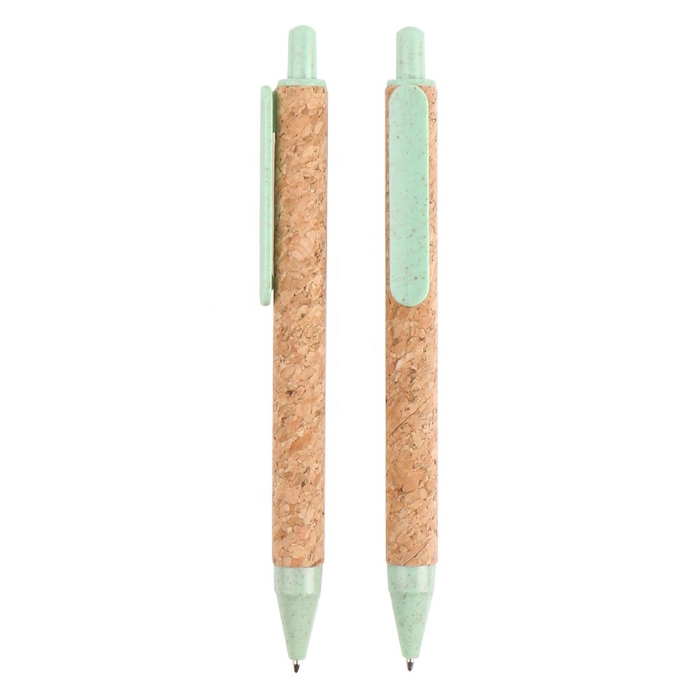 Factory Customized High Quality Recyclable Cork Grain Ballpoint Pen ECO Friendly School Office Promotion Pen