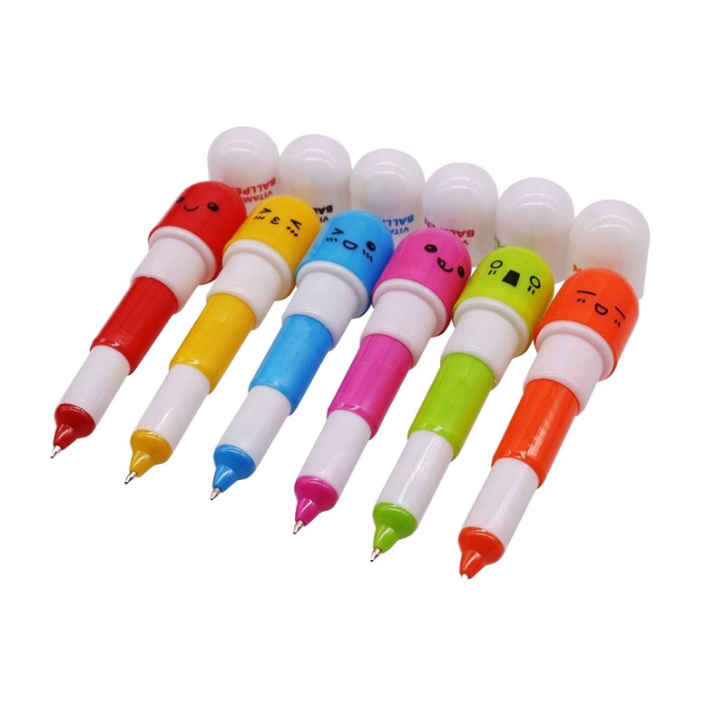 Wholesale Promotion Kawaii Stationery Capsule Pen Lovely Face Vitamin Ballpoint Pens and Cute Stationery Gift