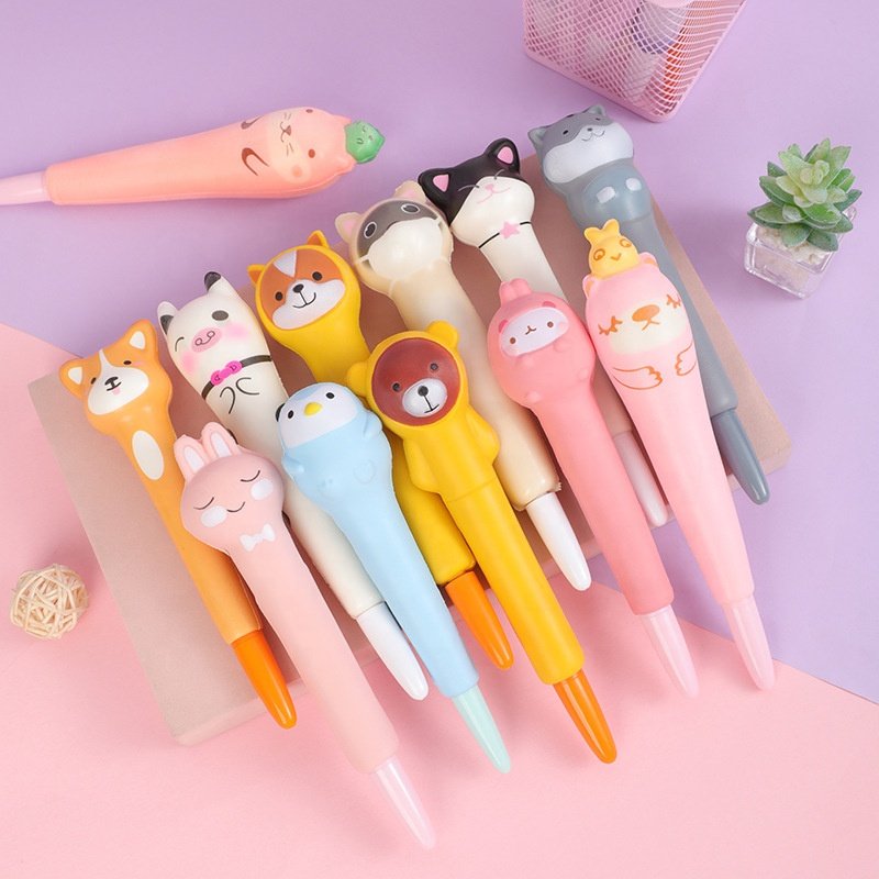 Pu Animal Ice Cream Fidget Toys Cute decompression pen squishy pen ballpoint pen school supplies for students