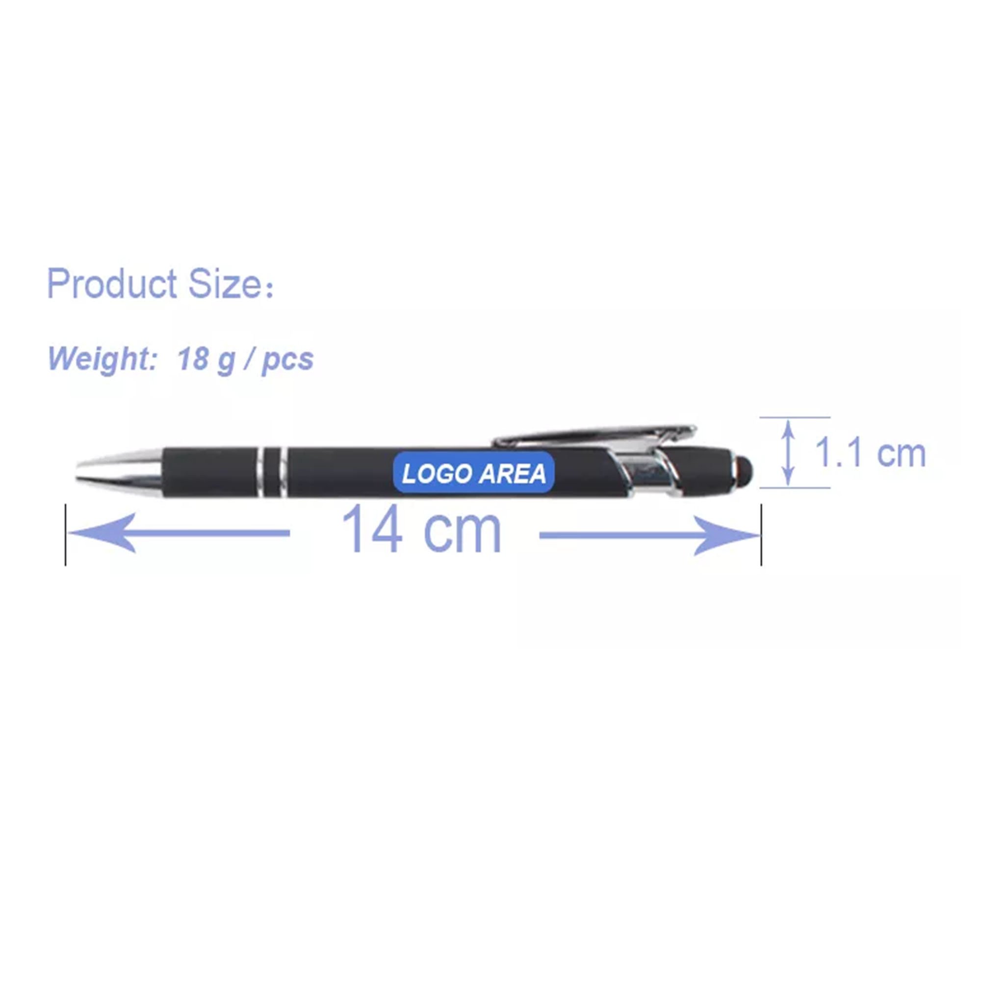 Touch Stylus 2 in 1 Metal Aluminium Ballpoint Pen Promotional Multi-Colors Custom Printed Logo Laser Engraved For Office
