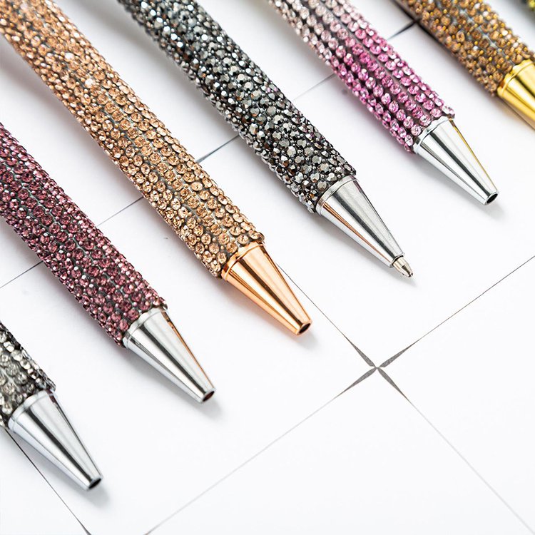Luxury creative crystal body office school girls ballpoint pen promotion business gift ball pen