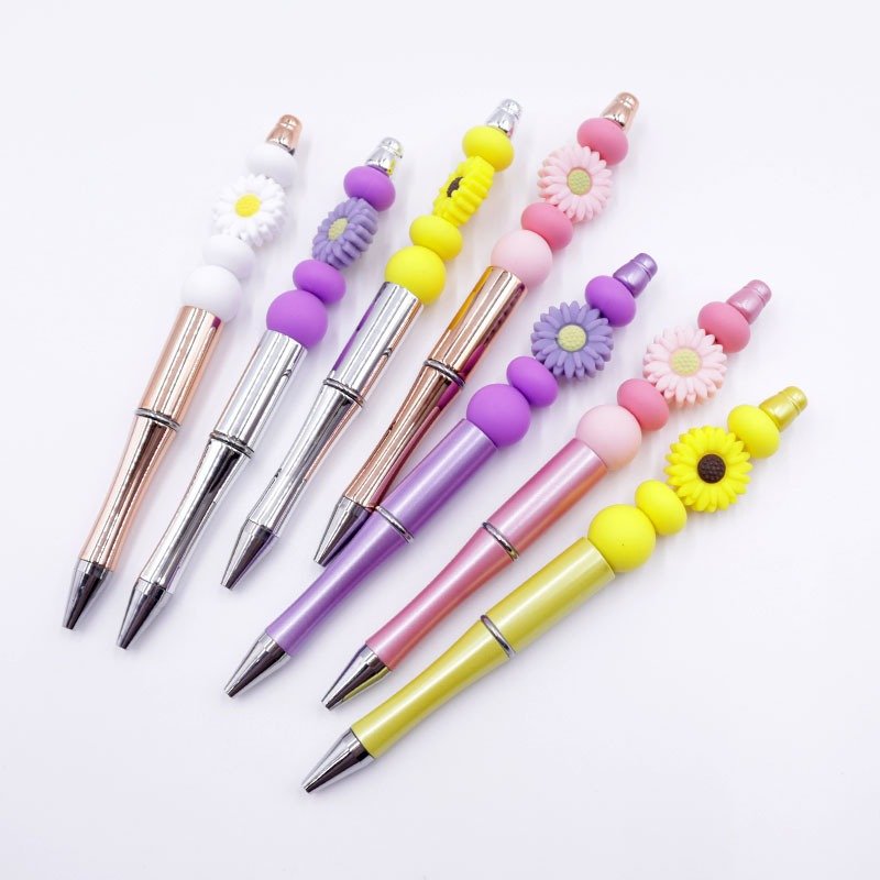 Creative ballpoint pen cartoon style flower beadable pens kit diy beadable pens