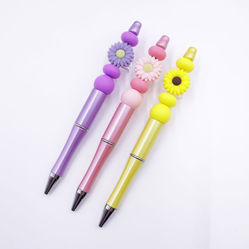 Creative ballpoint pen cartoon style flower beadable pens kit diy beadable pens