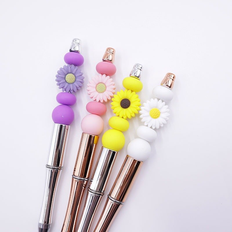 Creative ballpoint pen cartoon style flower beadable pens kit diy beadable pens