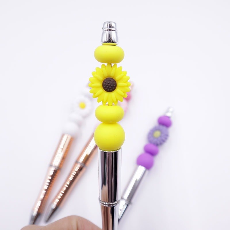 Creative ballpoint pen cartoon style flower beadable pens kit diy beadable pens