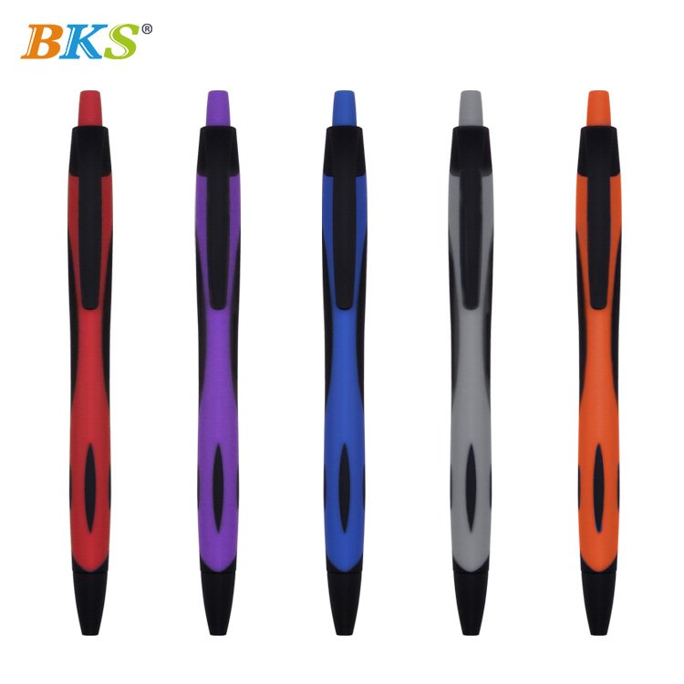 Custom LOGO Black Ballpoint Pen Set Soft Touch Rubber Cover 1.0mm Plastic Writing Click Promotional Pens for Gifts