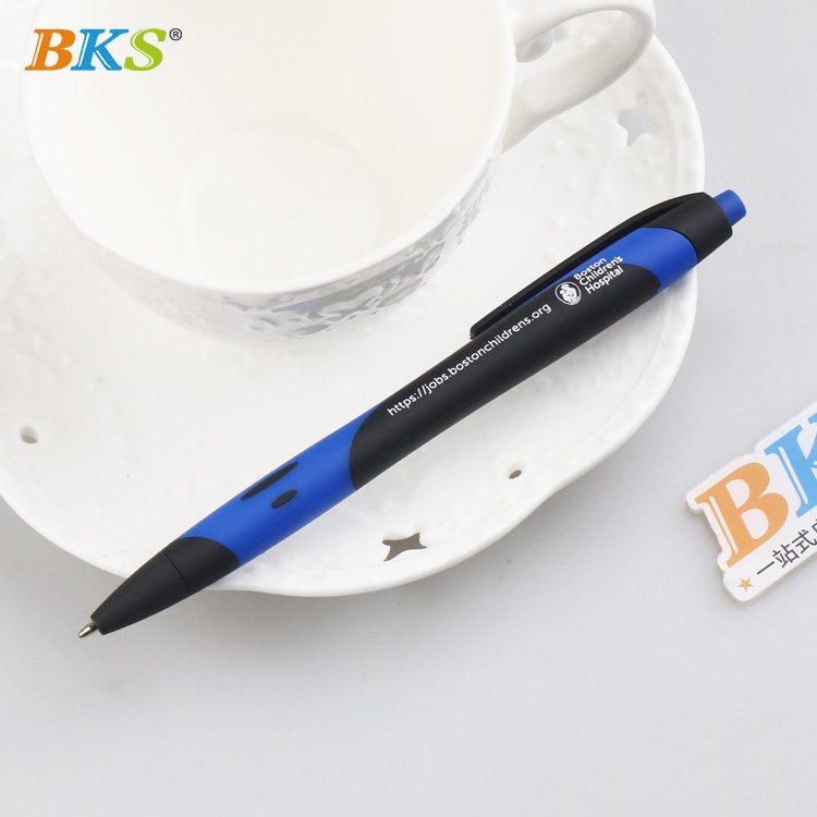 Custom LOGO Black Ballpoint Pen Set Soft Touch Rubber Cover 1.0mm Plastic Writing Click Promotional Pens for Gifts