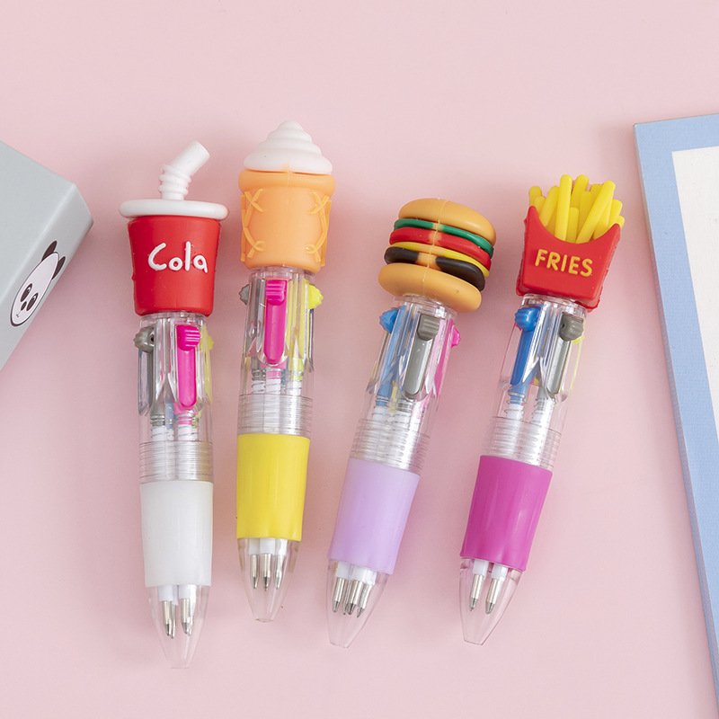 4 Colors Cartoon Animal Ballpen Multicolor Ballpoint Pen Cute Mini Pens Novelty Student Gifts Office School Writing Supplies