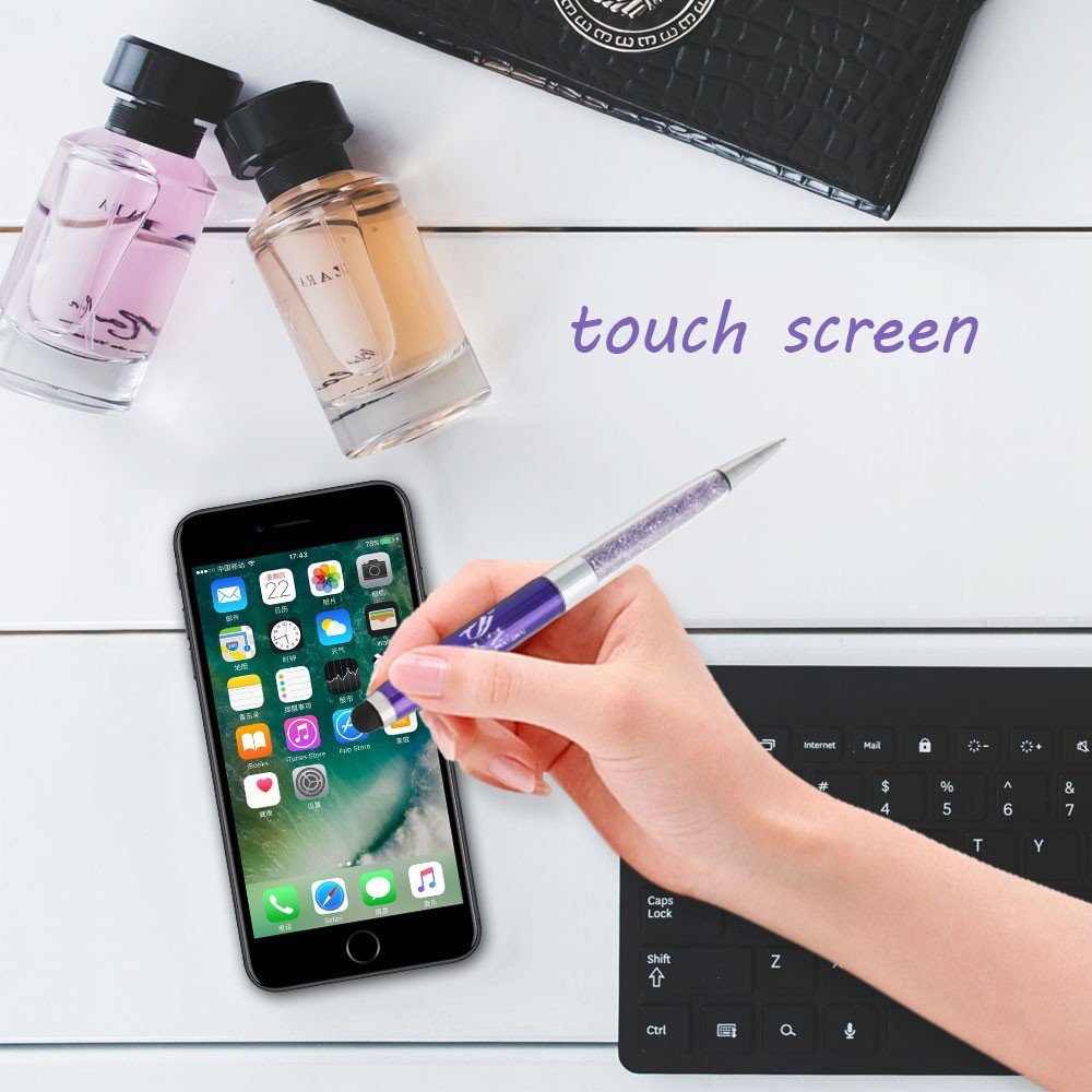 Ballpoint Pens, Rose Gold Metal Pen Refills Bling Dynamic Liquid Sand Pen Black Ink for Office Supplies