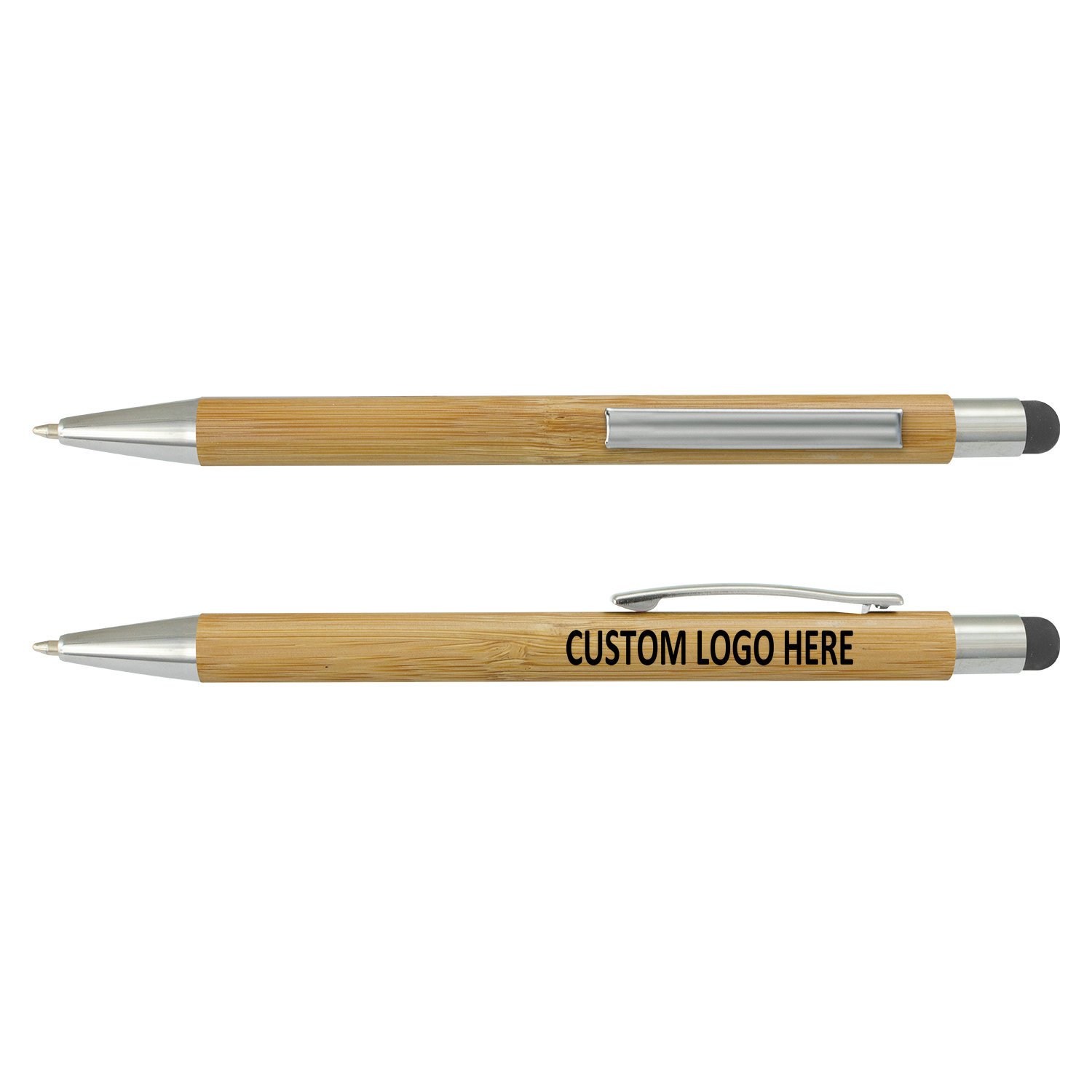 Promotional 2 In 1 Wood Ballpoint Pen Multi-colored Luxury Bamboo Stylus Ball Pen With Logo Printed For Office School