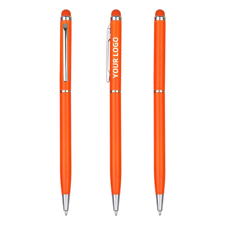 Novelty 2 In 1 Metal Stylus Soft Touch Screen Pen Advertising Ballpoint Pen With Custom