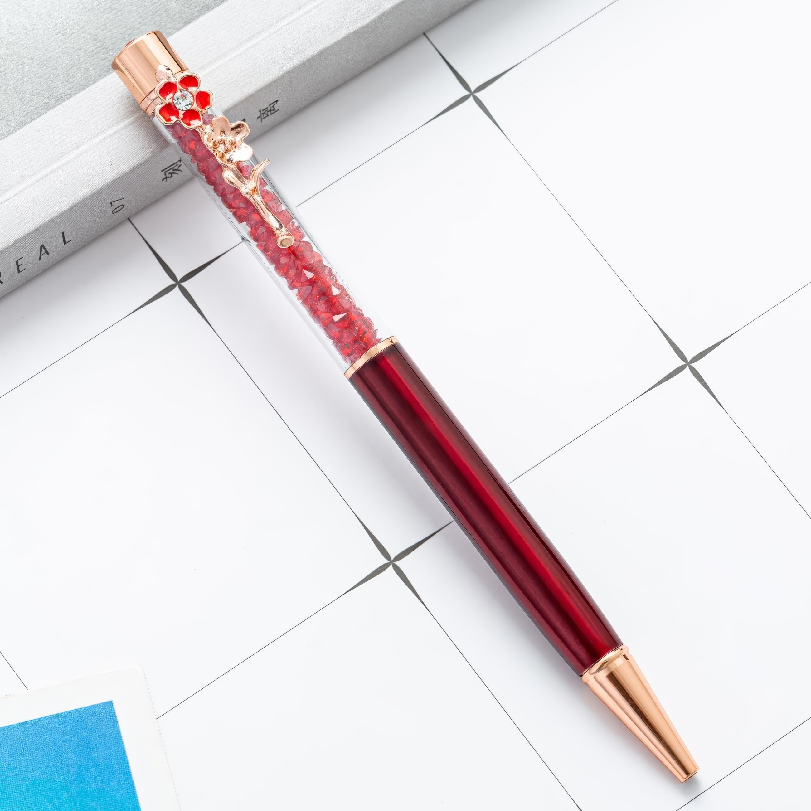 Hot Sale Luxury Personalised Rose Gold Floral Pens Custom Logo Metal Ballpoint Pencils 1.0mm Writing Novelty Business Gift