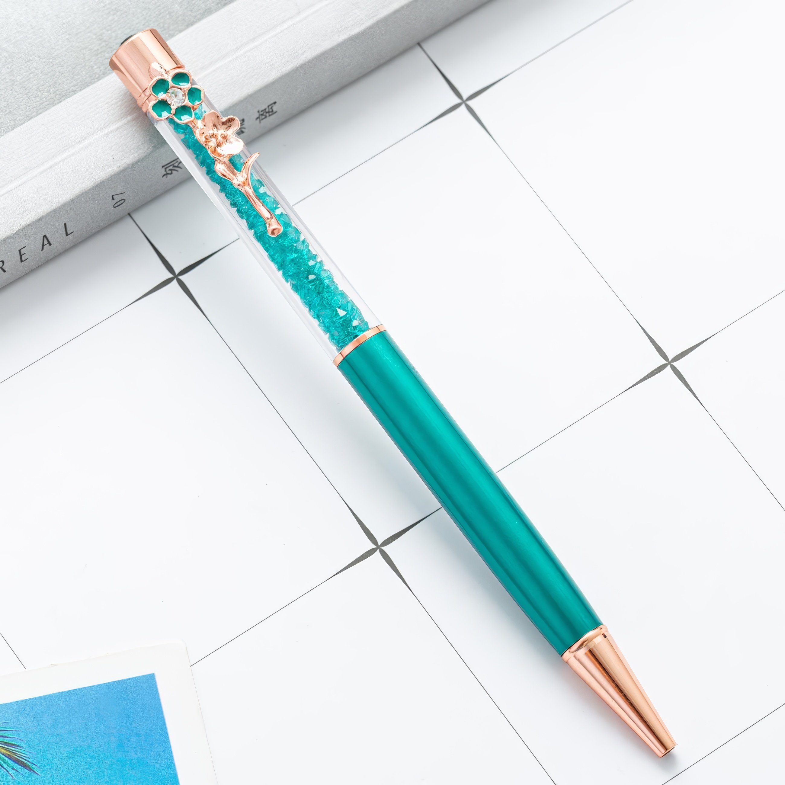 Hot Sale Luxury Personalised Rose Gold Floral Pens Custom Logo Metal Ballpoint Pencils 1.0mm Writing Novelty Business Gift