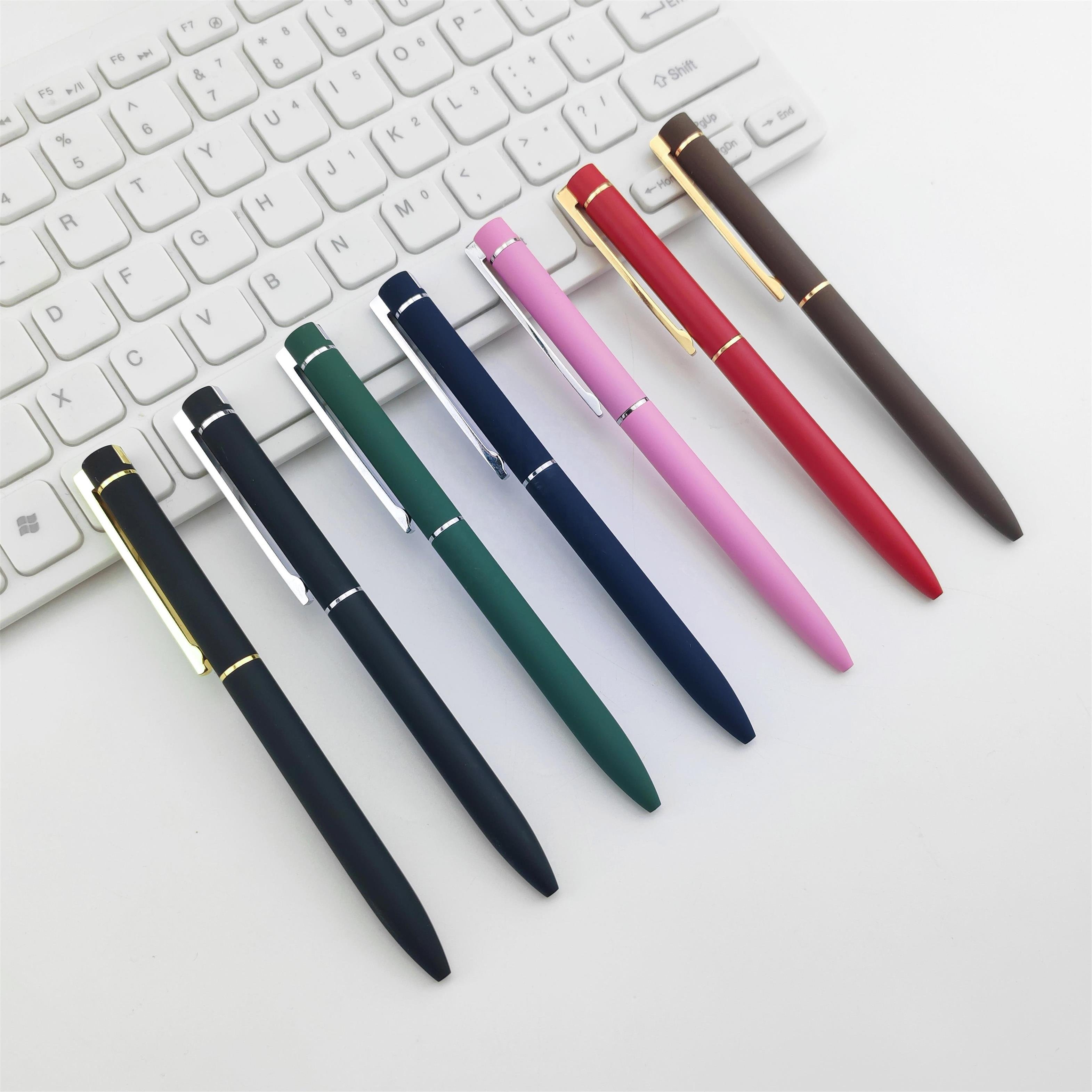 Personalized Advertising Custom Logo Rubber Soft Touch Green Metal Ball Pen Promotional Pen with Company Logo