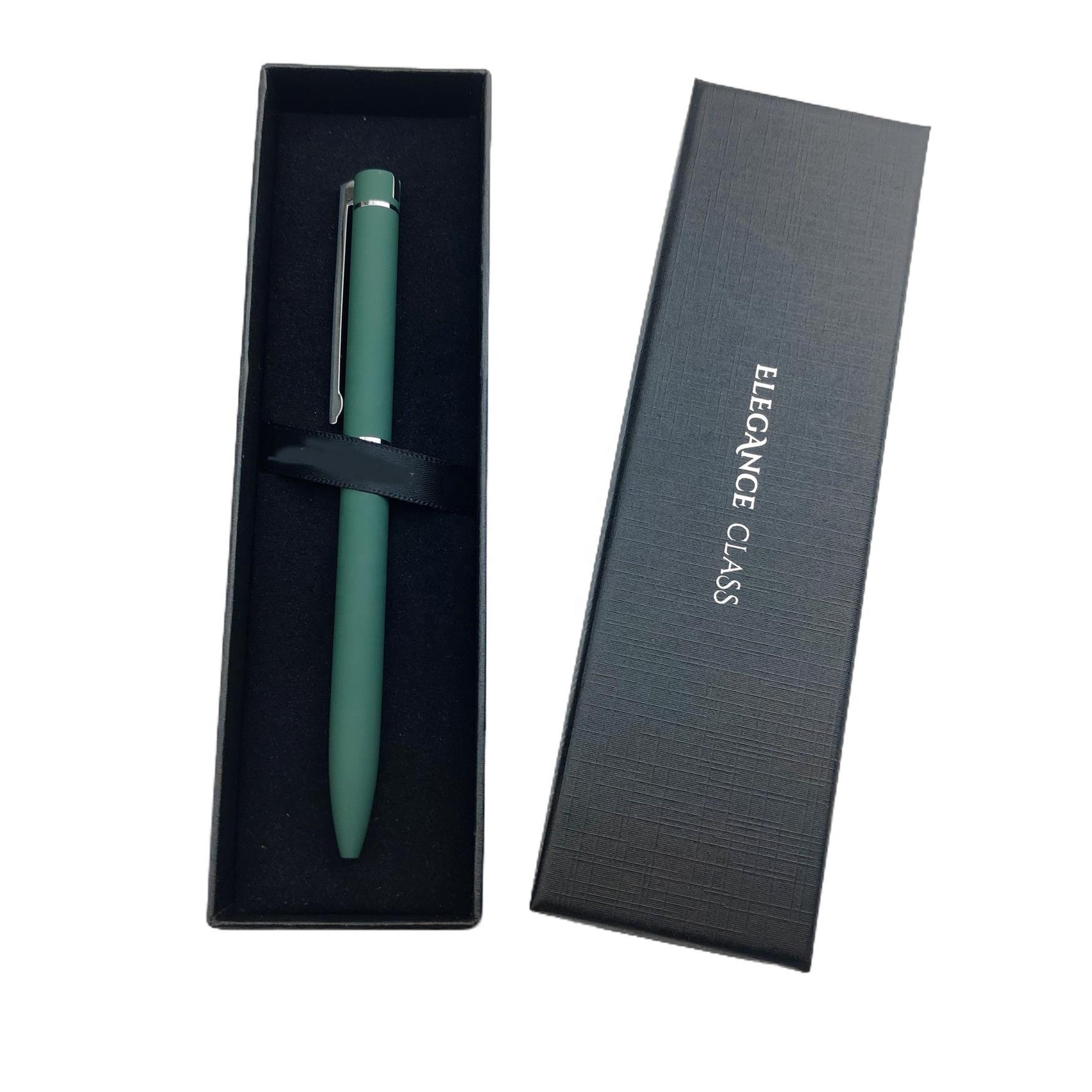 Personalized Advertising Custom Logo Rubber Soft Touch Green Metal Ball Pen Promotional Pen with Company Logo
