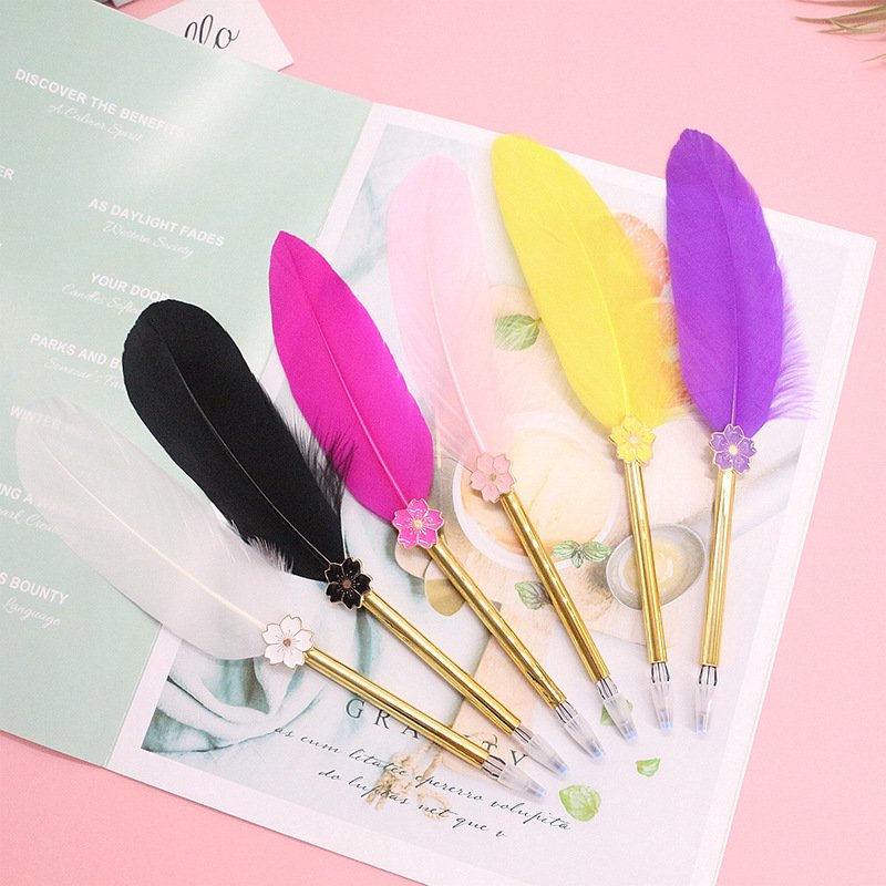 Customized Business Gift Pen Vintage Feather Design Wholesale Ballpoint Pen Custom Manufacturer