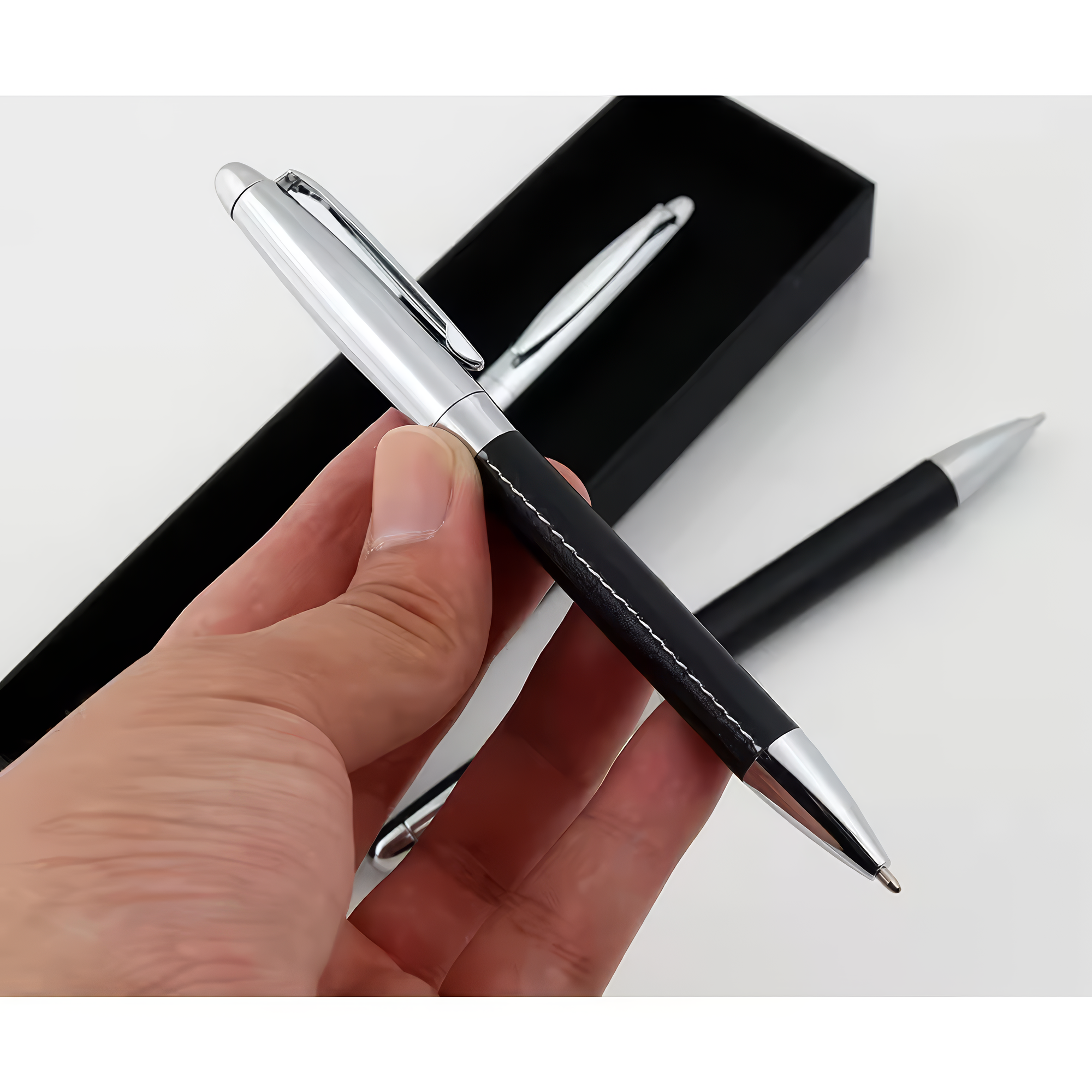 2024 Novelty Scandinavia Style Business Logo Custom Metal Ballpoint Pen, Promotional Gifts Leather Pen for Advertising Education