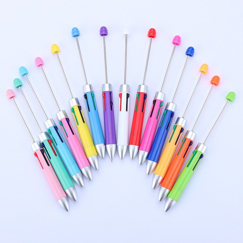 2023 Hot Sale Personalized Ballpoint Pens DIY Animal Body Type with Top Pink Glitter Bead Custom Plastic Bead Pens