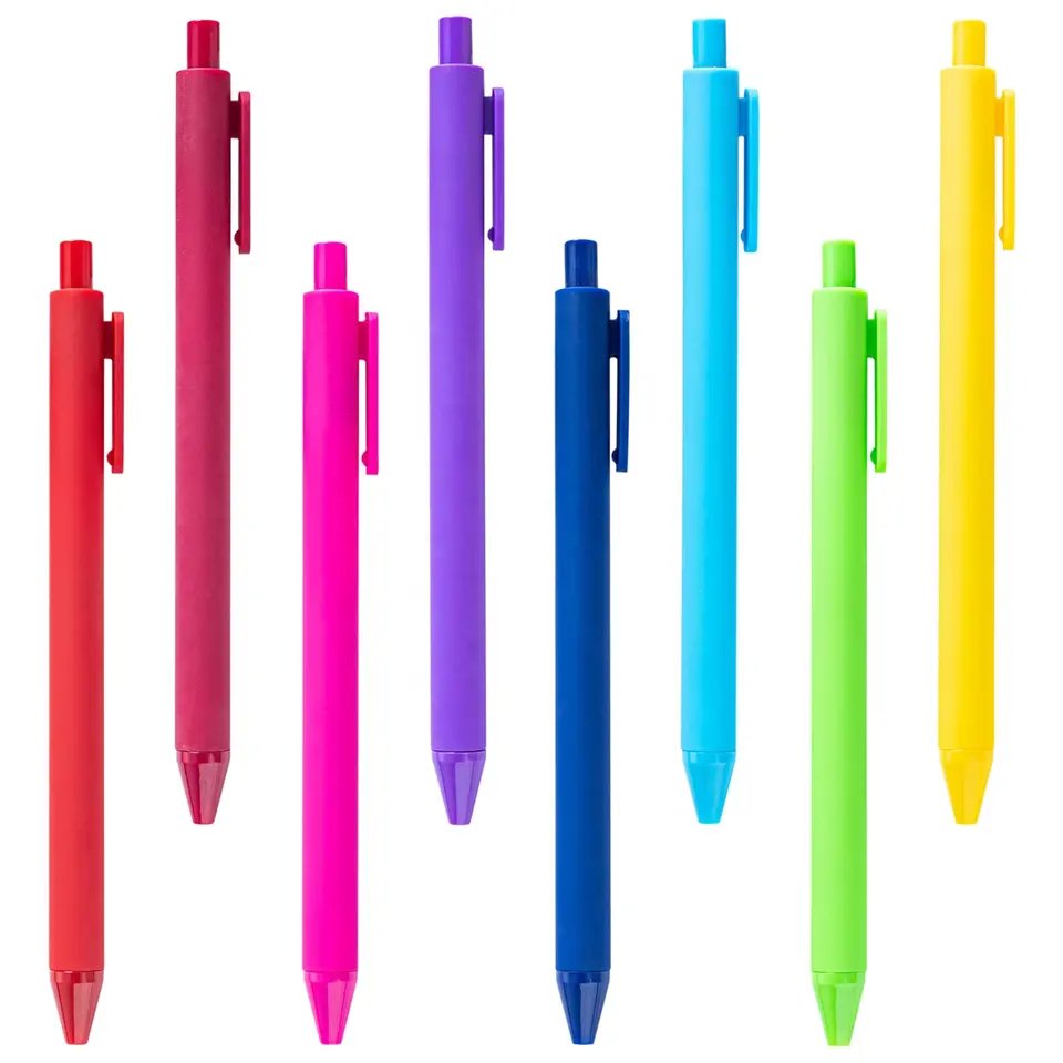 Promotional Cheapest Plastic Ballpen Writing Personalized Custom Logo printed Multiple Candy Color Click Gel Ballpoint pen
