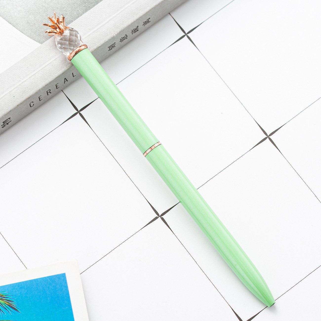 2024 Cute Pineapple Shaped Metal Crystal Ballpen 1.0 mm Black Ink Business Style Ballpoint School Office Custom Logo Gift