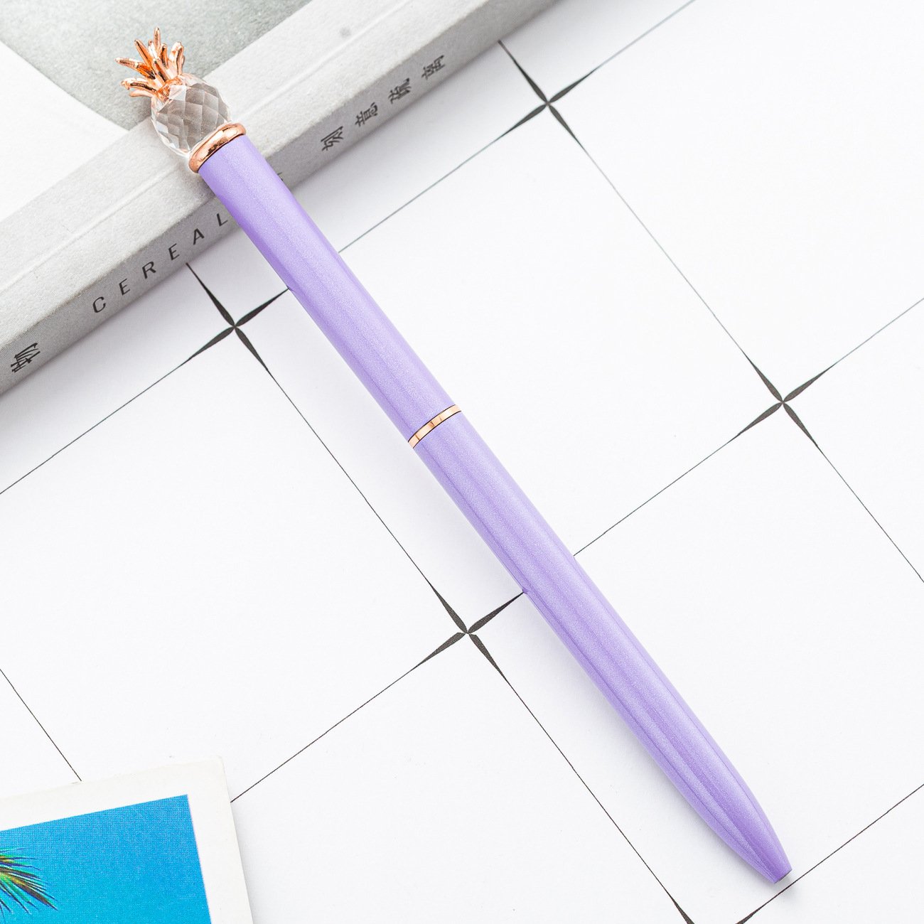 2024 Cute Pineapple Shaped Metal Crystal Ballpen 1.0 mm Black Ink Business Style Ballpoint School Office Custom Logo Gift